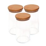 Ahşap Kapaklı 3'lü Büyük Cam Kavanoz