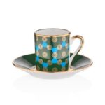 PARLAK ALTIN BODÜRLÜ 12 PARÇA KAHVE FİNCAN SETİ